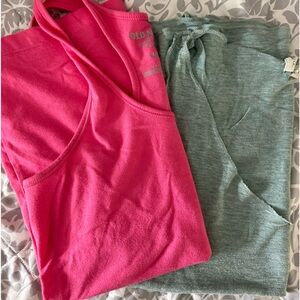 Old Navy & Forever 21 tank top bundle hot pink and light green M & L
